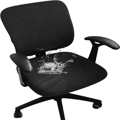 FORCHEER Desk Chair Cover Black Jacquard Stretch Office Chair Covers Two Piece for Split Office Chairs Water Resistant Washable