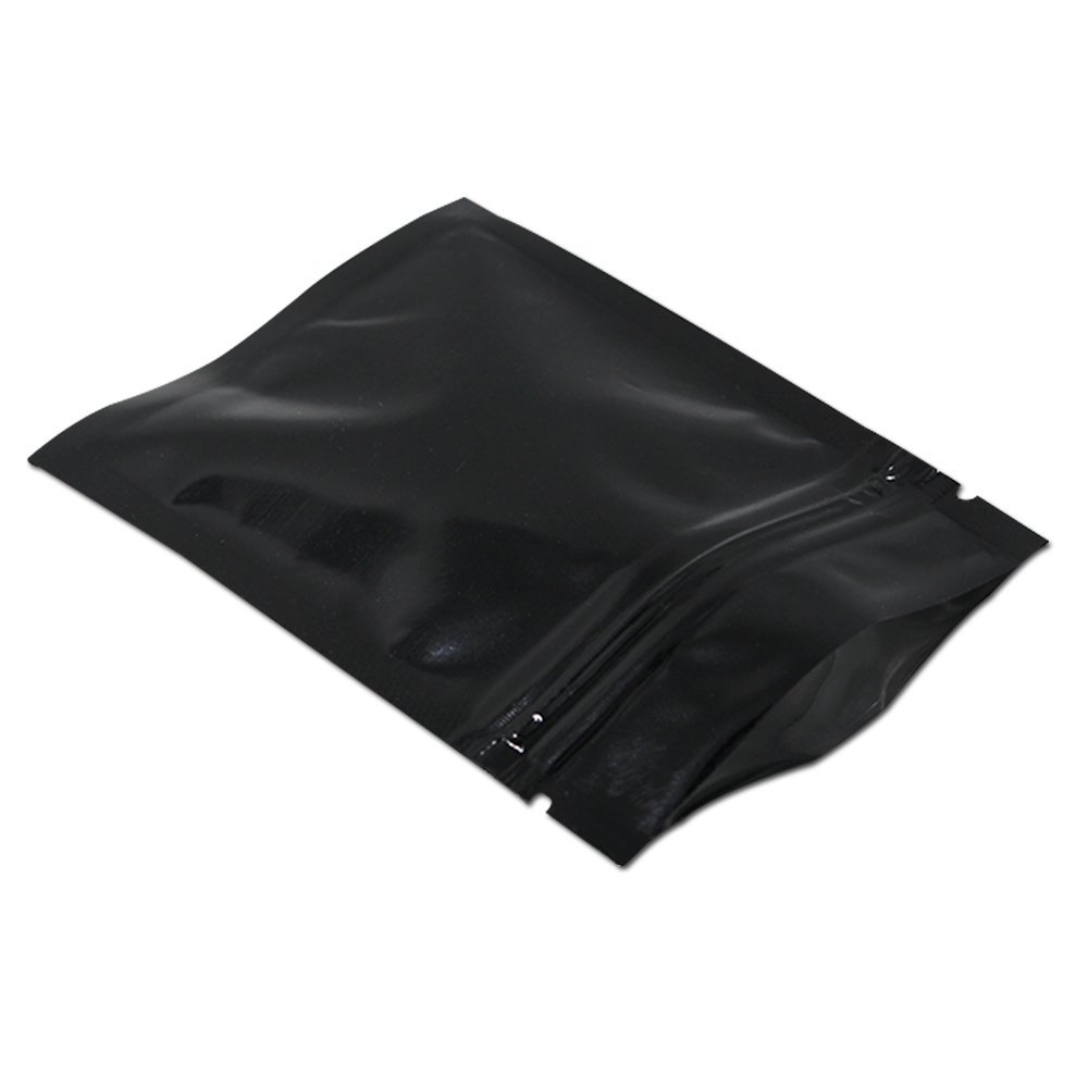 MITOB 100 Pack 3.1x4.7 inch Mylar Bags for Zip Reusable Aluminum Foil Lock Package Bag Candy DIY Chocolate Coffee Nut Food Long Term Storage Zipper Lock Packaging Bag with Tear Notch (Black)