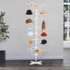 DIFU DENESTUS Hat Clothes Racks with 7 Tier 35 Metal Displayer and Coat Hooks for Store or Home Storage Adjustable Rotating Height Stand Organizer Space Saver (White Coat Stand) view 2