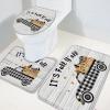 BABE MAPS Thanksgiving 3 Piece Bathroom Rug Set Non Slip Bath Rug Toilet Contour Mat Lid Cover Machine Washable & Non Slip Bath Rugs for Bathroom, Tub, Shower Pumpkin Truck It's Fall Y'all Plank view 3