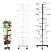 DIFU DENESTUS Hat Clothes Racks with 7 Tier 35 Metal Displayer and Coat Hooks for Store or Home Storage Adjustable Rotating Height Stand Organizer Space Saver (Black Coat Stand) view 1