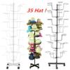 DIFU DENESTUS Hat Clothes Racks with 7 Tier 35 Metal Displayer and Coat Hooks for Store or Home Storage Adjustable Rotating Height Stand Organizer Space Saver (Black Coat Stand) view 2