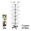 DIFU DENESTUS Hat Clothes Racks with 7 Tier 35 Metal Displayer and Coat Hooks for Store or Home Storage Adjustable Rotating Height Stand Organizer Space Saver (Black Coat Stand) view 3