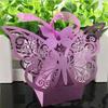 HABADOG 10Pcs/Set Butterfly Laser Cut Hollow Carriage Favors Box Gifts Candy Boxes with Ribbon Baby Shower Wedding Event Party Supplies (Color : Purple, Gift Box Size : 80X45X80mm) view 1