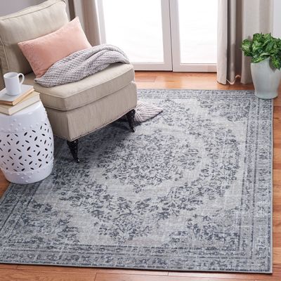 SAFAVIEH Washable Rug Journey Collection - Large - 7'9" x 10', Light Grey & Dark Grey, Slip Resistant & Easy Cleaning, Ideal for Living Room, Bedroom, Dining Space (JNY177F)