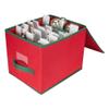 13" Red and Green Christmas Ornament Storage Box with Removable Dividers view 1