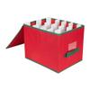 13" Red and Green Christmas Ornament Storage Box with Removable Dividers view 3