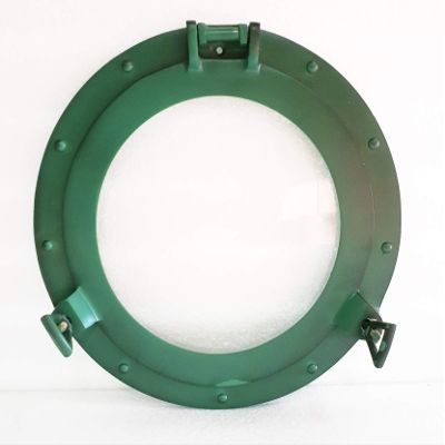 12" Maritime Antique Green Patina Nautical Porthole Round Window Glass Nautical Boat Ship Porthole Decor