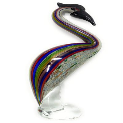 CRYSTAL XPRESS New 22" Hand Blown Glass Crowned Crane Bird Sculpture