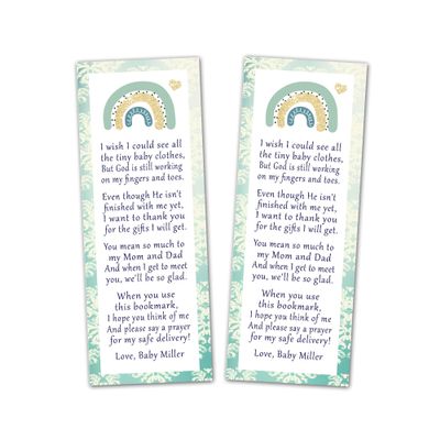 30 bookmarks tribal rainbow baby shower favors personalized green gold gender neutral