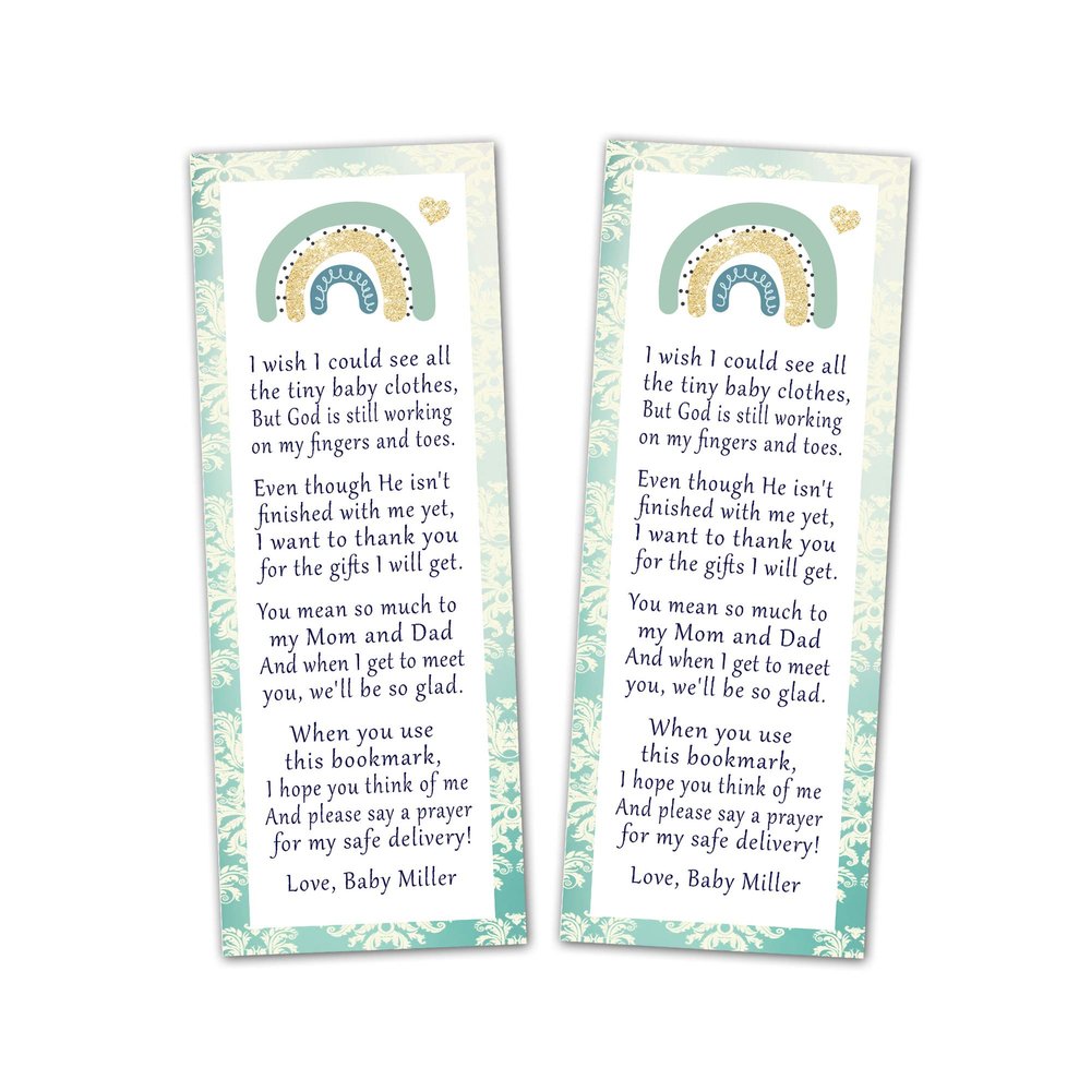 30 bookmarks tribal rainbow baby shower favors personalized green gold gender neutral
