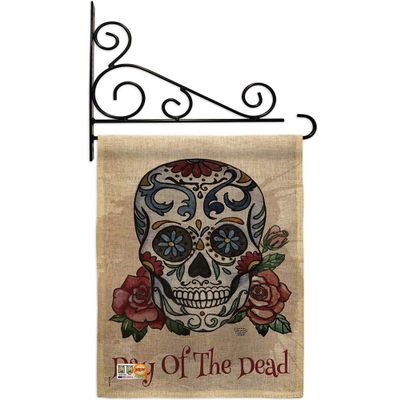 Ornament Collection Day of The Dead Garden Flag Set Wall Holder Fall Dia De Los Muertos Fiesta Mexican Party Autumntime House Decoration Banner Small Yard Gift Double-Sided, Thick Burlap, Made in USA