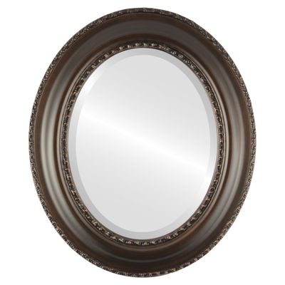 OVALCREST Oval Beveled Wall Mirror for Home Decor - Somerset Style - Rubbed Bronze - 25x29 Outside Dimensions