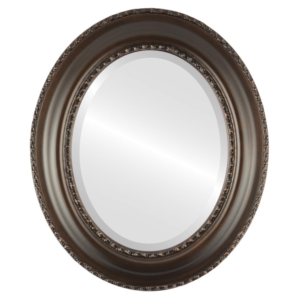 OVALCREST Oval Beveled Wall Mirror for Home Decor - Somerset Style - Rubbed Bronze - 25x29 Outside Dimensions