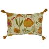 SARO LIFESTYLE Blossom Collection Embroidered Flowers Design Pillow Cover, 16" x 24", Green view 1
