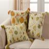 SARO LIFESTYLE Blossom Collection Embroidered Flowers Design Pillow Cover, 16" x 24", Green view 3