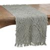 SARO LIFESTYLE Ivoryline Collection Fringe Waffle Weave Table Runner, 16" x 72", Blue-Grey view 1