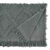 SARO LIFESTYLE Ivoryline Collection Fringe Waffle Weave Table Runner, 16" x 72", Blue-Grey view 2