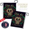 Dia de Muertos Skeleton Garden Flag - Set Wall Holder Fall Day of Dead Los Fiesta Mexican Party Autumntime - House Decoration Banner Small Yard Gift Double-Sided Made In USA 13 X 18.5 view 3