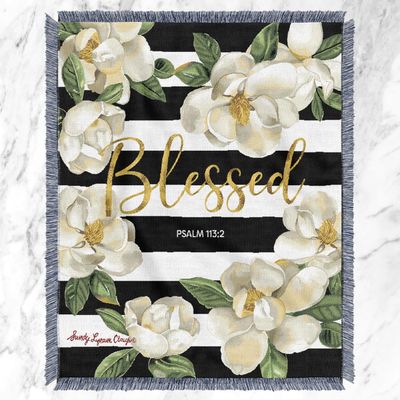 African American Expressions - for Mom, Blessed Magnolia Tapestry Throw (100% Cotton, 4' x 5') TH-35