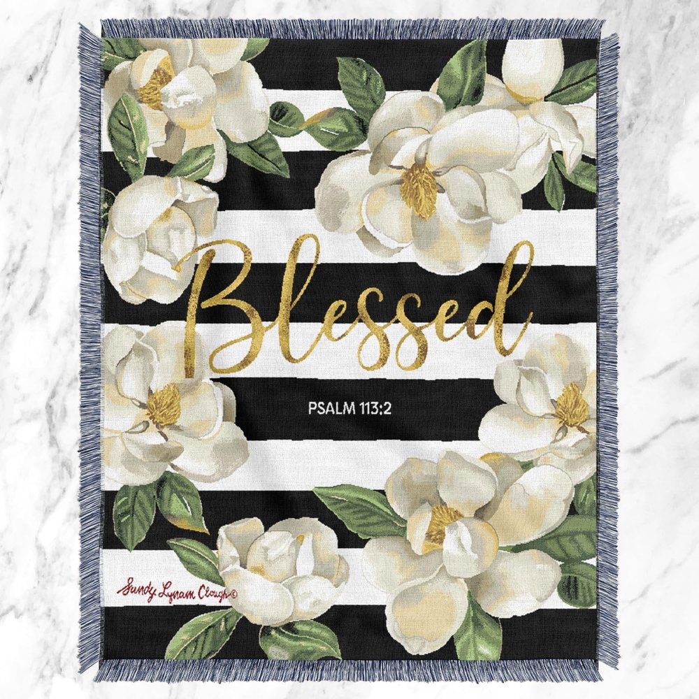 African American Expressions - for Mom, Blessed Magnolia Tapestry Throw (100% Cotton, 4' x 5') TH-35