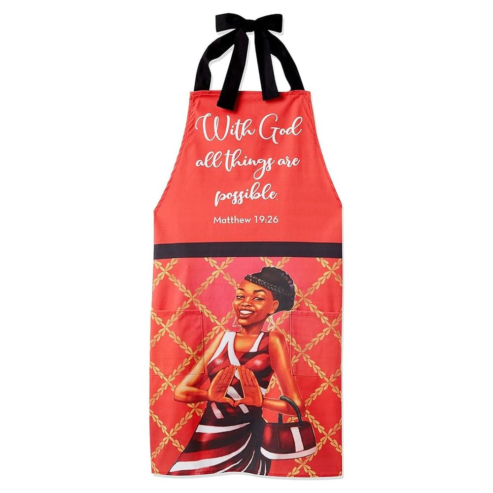African American Expressions - Red and White - Apron