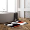 AMFD Abstract Geometric Bath Mat Modern Geometry Squares Pattern Print Black Gray Red White Creative Microfiber Memory Foam Bathroom Shower Mat Kitchen Rug,18x30 Inch view 2