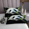 Erosebridal 3D Panda Quilted Coverlet Twin Size Cute Panda Bedspread Leaves Coverlet Set Black White Bear Quilt for Kids Boys Girls Teens for Bedroom Decorative, Trendy Bedspread view 4