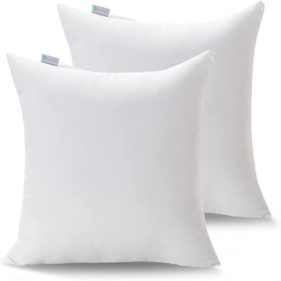Acanva 28x28 Throw Pillow Inserts Pack of 2, Premium Polyester Fiber Fill Square Sham Stuffer Cushion for Sofa, Bed, Couch and Chair, Machine Washable, White