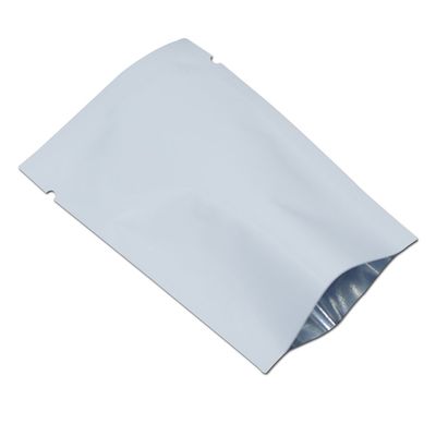 PABCK 100 Pieces White Metallic Mylar Foil Open Top Sealable Bags 3.9x5.9 inch Vacuum Heat Seal Pouches for Food Storage Packaging with Tear Notches