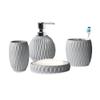 Grey Resin Bath Accessory Set for Vanity Countertops, 4 Piece Luxury Ensemble Dish, Toothbrush Holder, Tumbler, soap and Lotion Pump, Grey Resin view 1