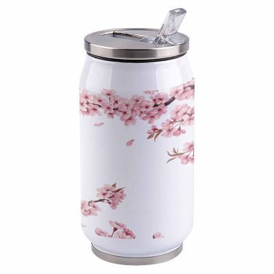 14oz Stainless Steel Tumbler with Lid & Straw-Double Wall Vacuum Insulated Travel Mug,Pink Abstract Cherry Blossoms Water Bottle Coffee Beverage Drinks Cup for Adults Kids