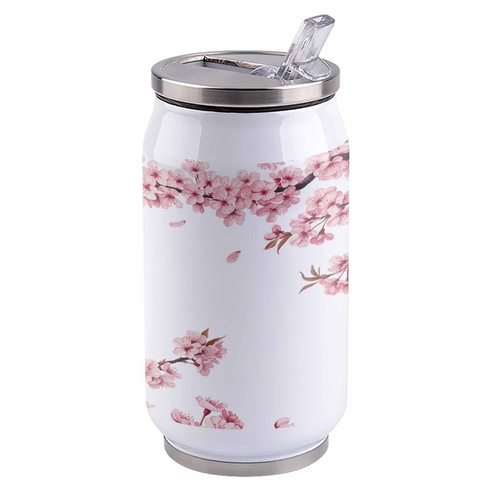 14oz Stainless Steel Tumbler with Lid & Straw-Double Wall Vacuum Insulated Travel Mug,Pink Abstract Cherry Blossoms Water Bottle Coffee Beverage Drinks Cup for Adults Kids