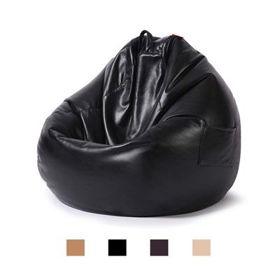 Bean Bag Cover Without Filling, Imitation PU Leather Waterproof Gaming Beanbag Chair Slipcover Indoor Outdoor Zipper Beanbag Sofa Cover for Adults and Kids,Black,L