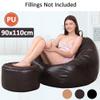 Bean Bag Cover Without Filling, Imitation PU Leather Waterproof Gaming Beanbag Chair Slipcover Indoor Outdoor Zipper Beanbag Sofa Cover for Adults and Kids,Black,L view 4