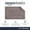 Amazon Basics Banded Bathroom Bath Rug Mat, Machine Washable, 100% Cotton, 31" x 20", Light Gray view 2