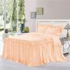 Bedding Empire 30" Drop 3 Piece Double Ruffle Bed Skirt/Bed Cover with Pillowsham 100% Egyptian Cotton 500 TC Peach Twin XL Size view 1