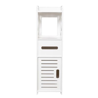 Home Furnishing Plaza 3-Tier Bathroom Storage Cabinet with 2 Doors (9.1x8.7x31.5) White Simple Market Basket Storage Stand Organizer MITPATY