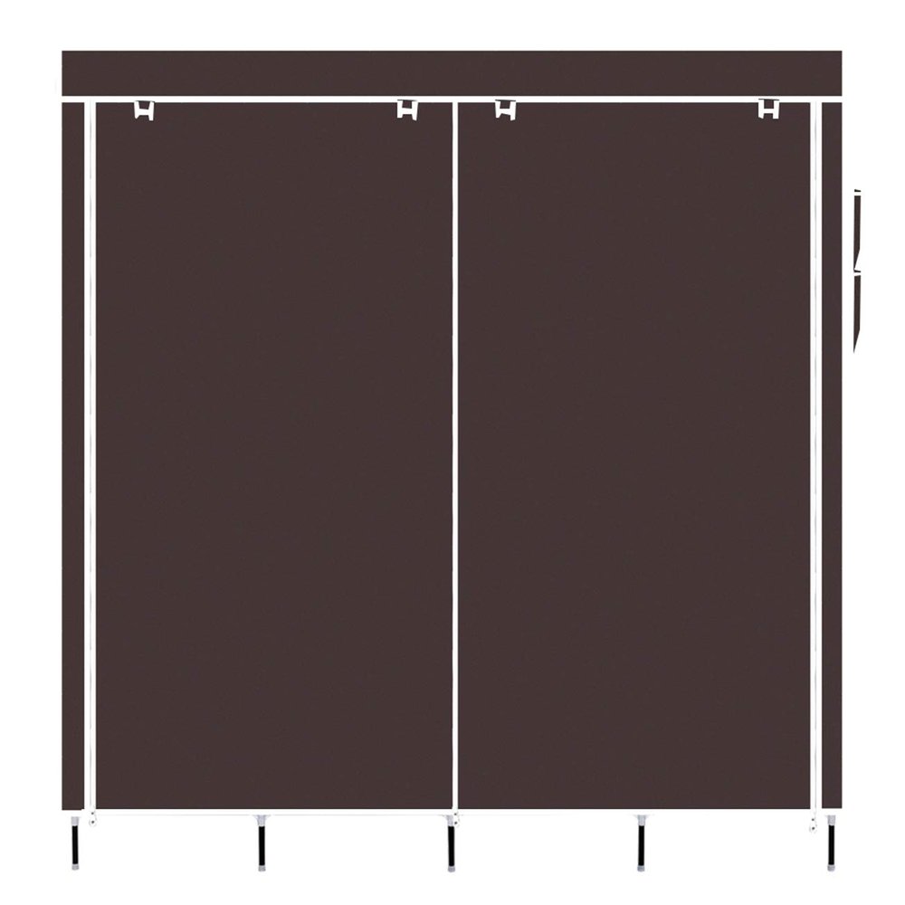 67" Clothes Closet Portable Wardrobe Clothes Storage Rack 12 Shelves 4 Side Pockets Dark Brown Closet Organizer with Protective Cover | Perfect for Storage in Your Bedroom MITPATY