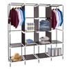 67" Clothes Closet Portable Wardrobe Clothes Storage Rack 12 Shelves 4 Side Pockets Dark Brown Closet Organizer with Protective Cover | Perfect for Storage in Your Bedroom MITPATY view 2