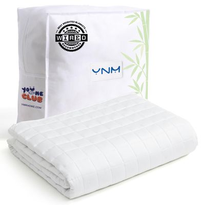 YnM Cooling Weighted Blanket for Adults, 15lbs Heavy Bed Throw for One Person of 190lbs, Perfect for Hot Sleepers with Cooling Rayon/Glass Beads(48x72 Inches,Twin/Full Bed,White)