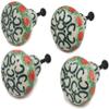 Polmedia Polish Pottery Set of 4 Drawer Pull Knobs 1-1/2 inch - Indian Trail Pattern Handmade in Boleslawiec Poland by Ceramika Artystyczna + Certificate of Authenticity view 1
