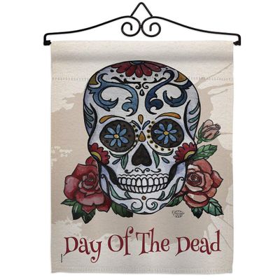 Ornament Collection Day of The Dead Garden Flag Set Wall Hanger Fall Dia De Los Muertos Fiesta Mexican Party Autumntime House Decoration Banner Small Yard Gift Double-Sided, Thick Fabric, Made in USA