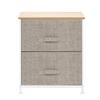 2 Drawers -Night Stand, End Table Storage Tower - Sturdy Steel Frame, Wood Top, Easy Pull Fabric Bins - Organizer Unit - Textured Print, Linen/Natural Simple Storage Stand Organizer MITPATY view 1