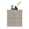 2 Drawers -Night Stand, End Table Storage Tower - Sturdy Steel Frame, Wood Top, Easy Pull Fabric Bins - Organizer Unit - Textured Print, Linen/Natural Simple Storage Stand Organizer MITPATY view 4