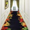 Hallway Hall Runner, Black Wood Grain Trail with Maple Leaves Area Rug Non-Slip Narrow Entrance Floor Mats for Hallway Kitchen Stairs Passage, Length Between 100CM - 1000CM, Customizable,100x1000cm view 2