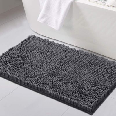 H.VERSAILTEX Bathroom Rugs for Bathroom Non Slip Luxury Chenille BathroomMat 20x32 Extra Soft and Absorbent Rugs Washable Dry Fast Plush Area Carpet Mats for Bath Room, Tub - Grey