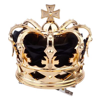 PRETYZOOM Crown Hairpin Black Queen Crown Clips Lightweight Durable Alloy with Rhinestones for Party Wedding Prom Fashion Accessories