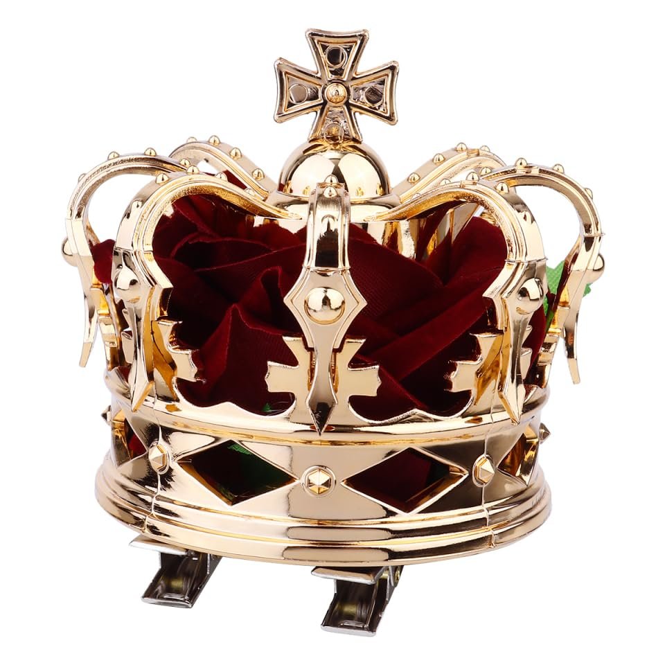 PRETYZOOM Halloween Party Queen Red Crown Hair Clip - 3D Design Lightweight Plastic & Cloth Headdress for Weddings Proms and Festive Decorations