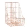 Magazine Holder, Wrought Iron Double Grid File Holder Magazine Storage Rack Metal Newspaper Holder Magazine File Storage Desktop Book Storage Rack Bookshelf Organizer Shelf for Office Home Decor view 1